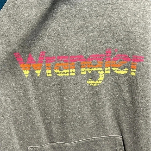 WRANGLER TURQUOISE AND GRAY HOODED SWEATSHIRT - Picture 2 of 4